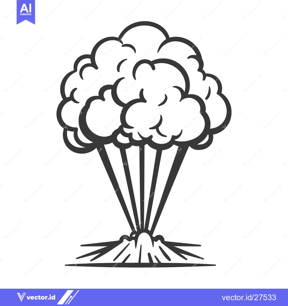 Premium Vector dari An explosion illustration showing a mushroom cloud with rising debris