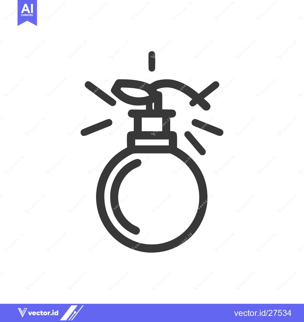 Premium Vector dari Cartoon Bomb Icon with Fuse Sparks, Black Outline on White
