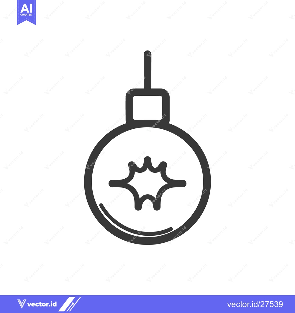 Premium Vector dari Simple black and white Christmas ornament graphic on white background
