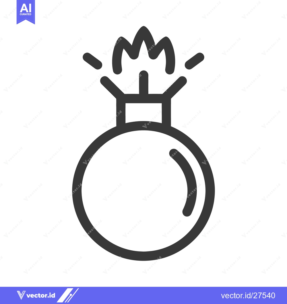 Premium Vector dari A simple line drawing of a bomb with ignited fuse