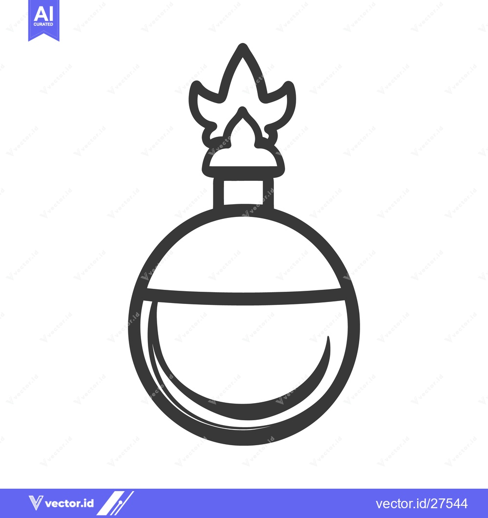 Premium Vector of Simple black line drawing of a spherical lamp with a flame