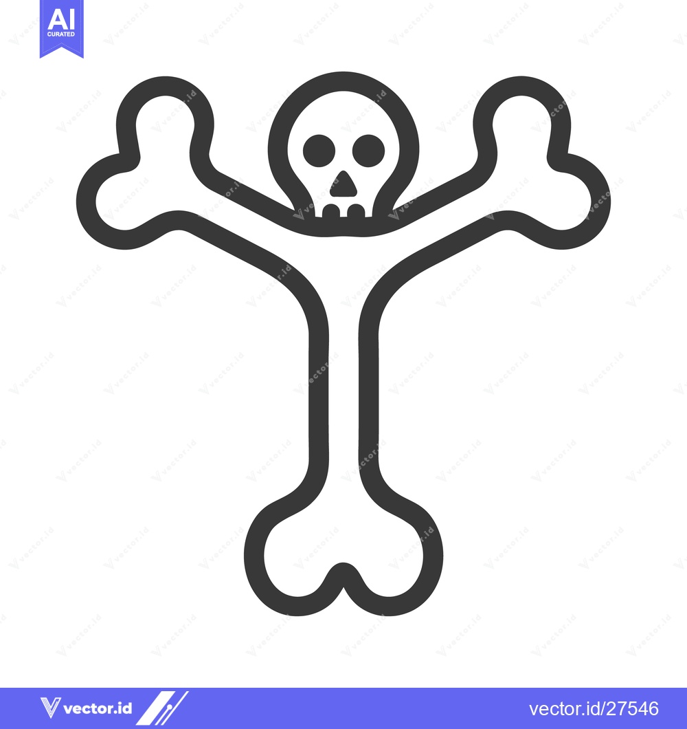 Premium Vector dari A skull shaped icon with bones outstretched in a symbolic pose
