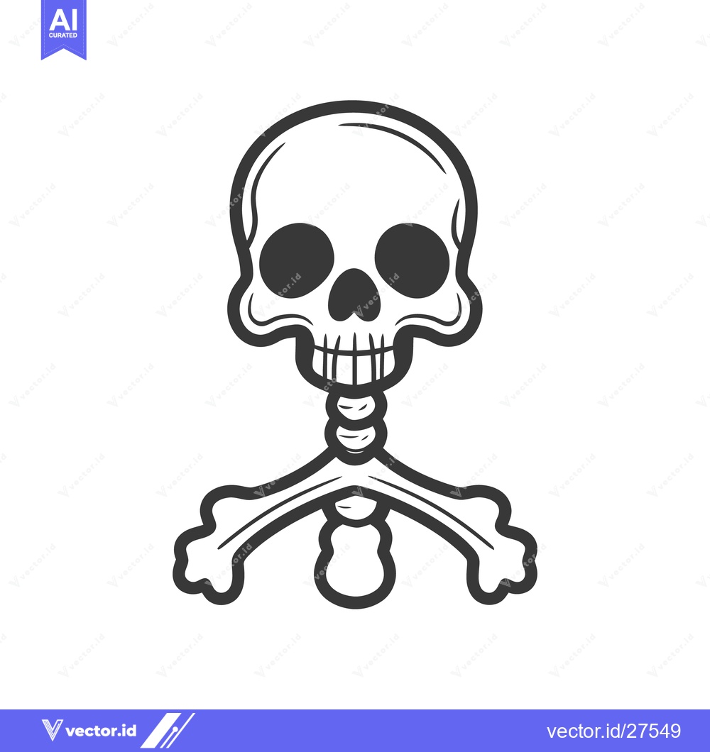 Premium Vector of Simple illustrated depiction of a human skull and crossbones