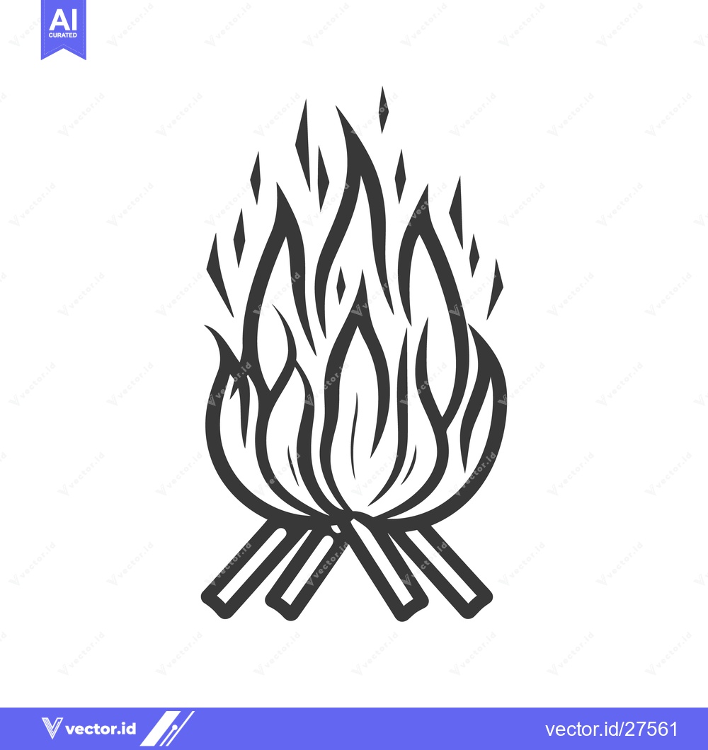 Premium Vector dari A simple drawing of a campfire with flickering flames