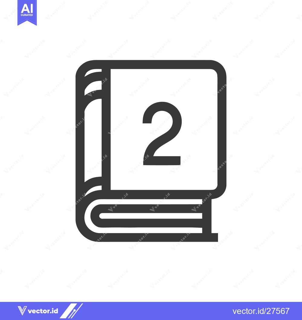 Premium Vector of Minimalist Book Icon with Number Two, Isolated Design