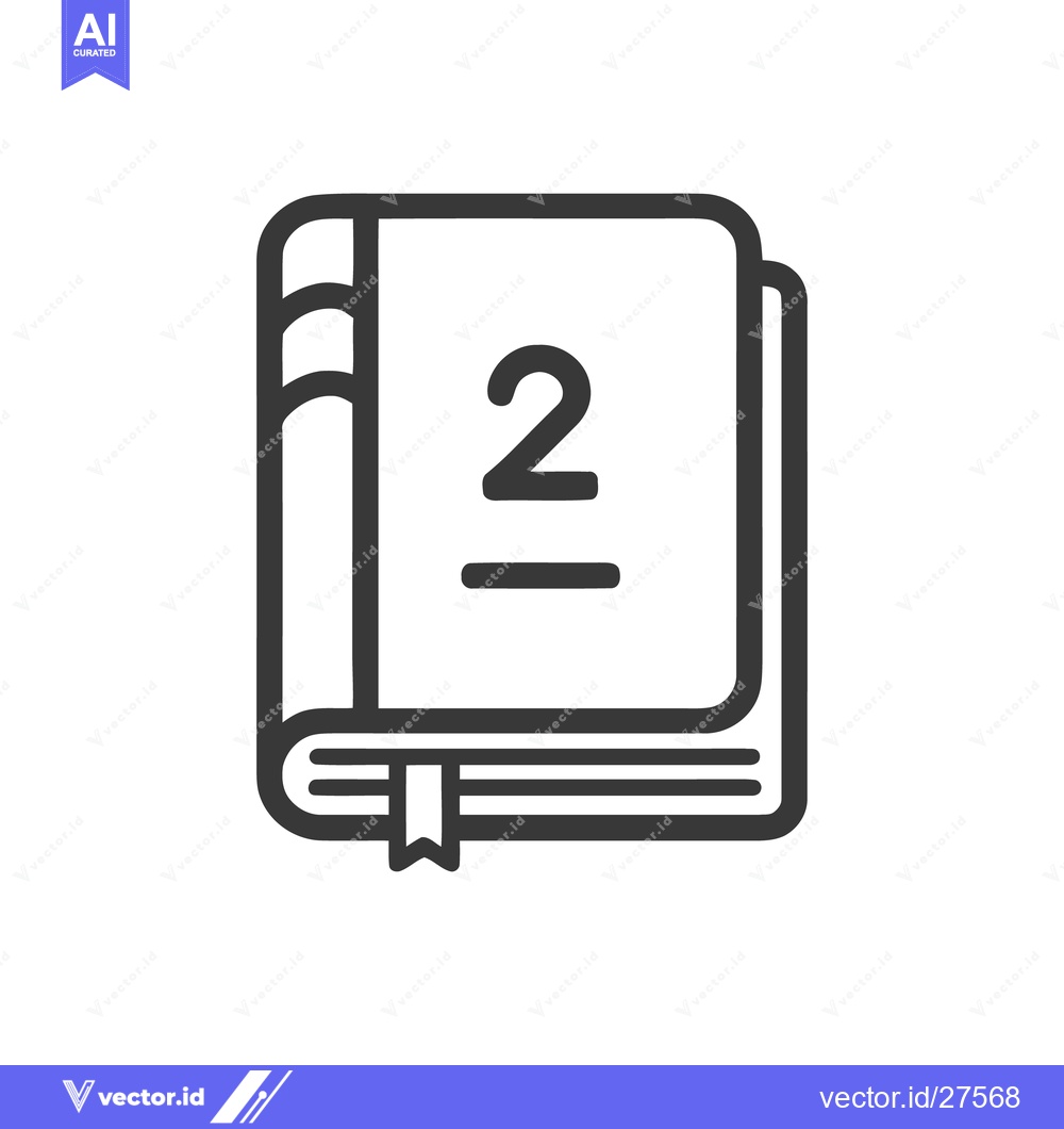 Premium Vector dari Minimalist Book Icon with Bookmark and Number Two
