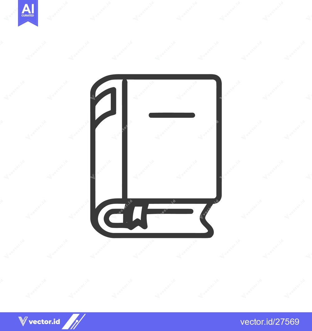 Premium Vector of Minimalist Book Icon with Bookmark, Education and Knowledge Symbol