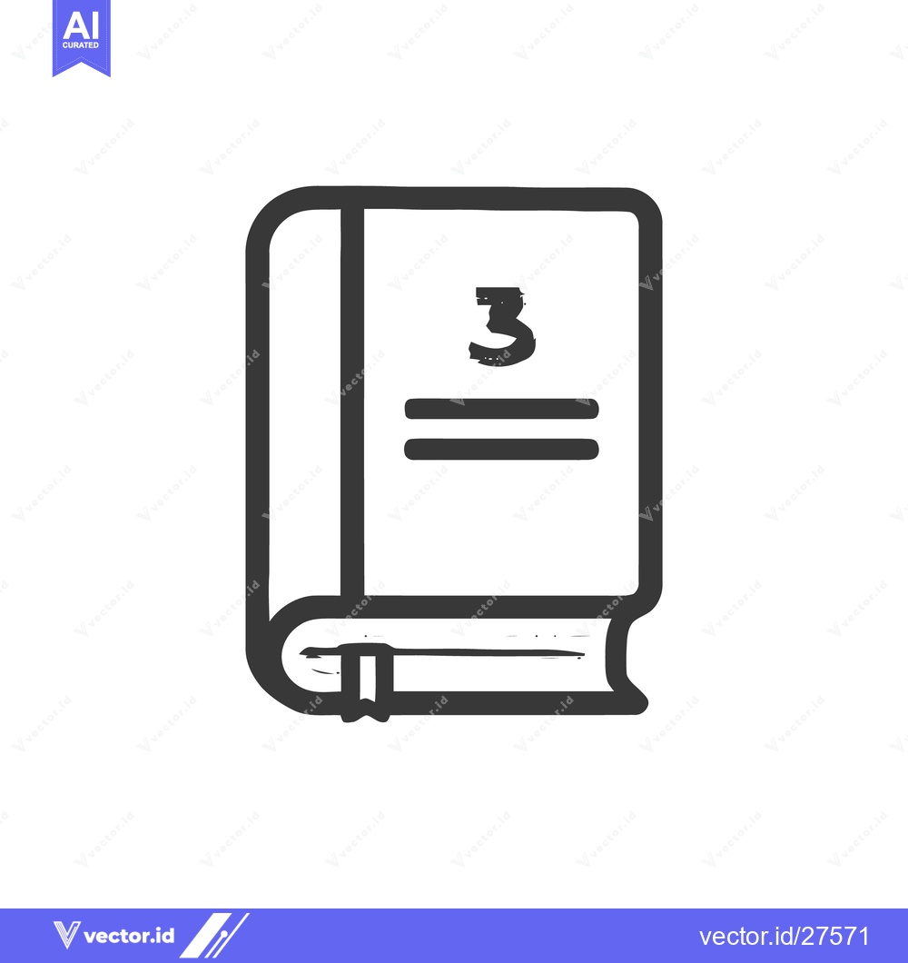 Premium Vector dari Sketch of a Book with the Number Three and Lines on the Cover