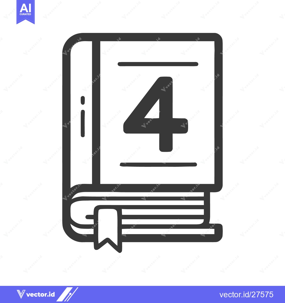 Premium Vector dari Fourth Book Icon: Stylized Vector Illustration with Bookmark Detail