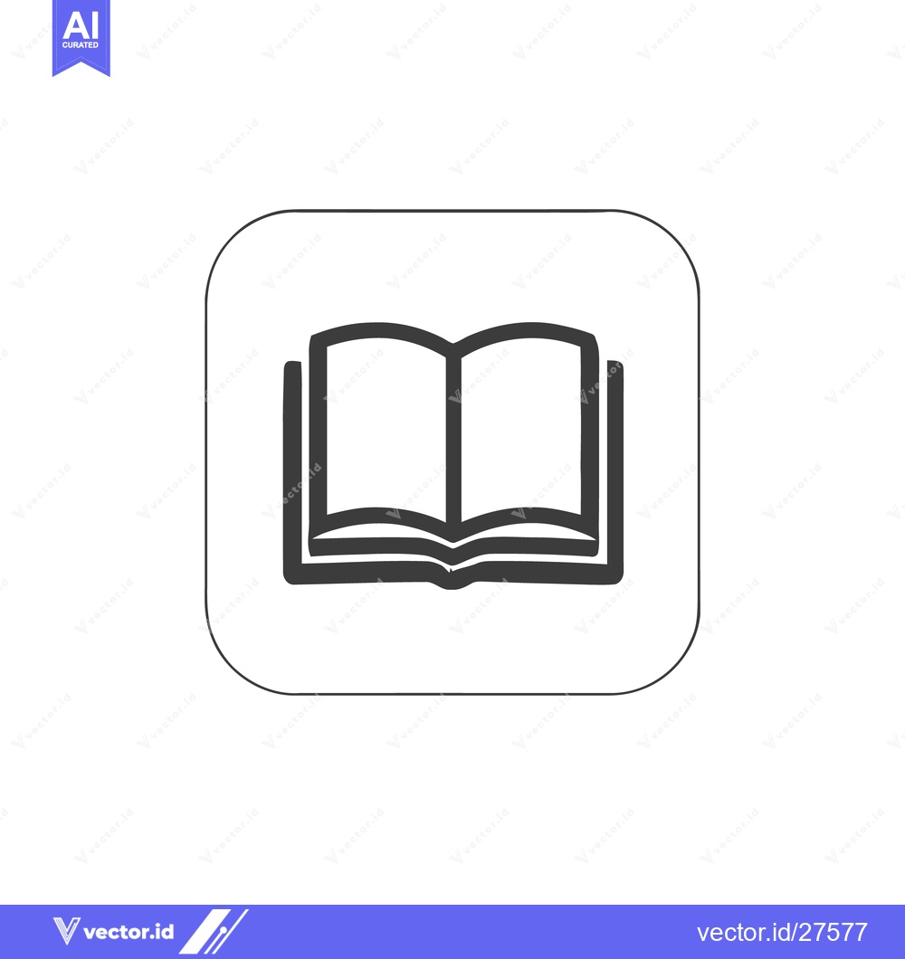 Premium Vector dari Open Book Icon in Rounded Square, Minimalist Design, Education Symbol