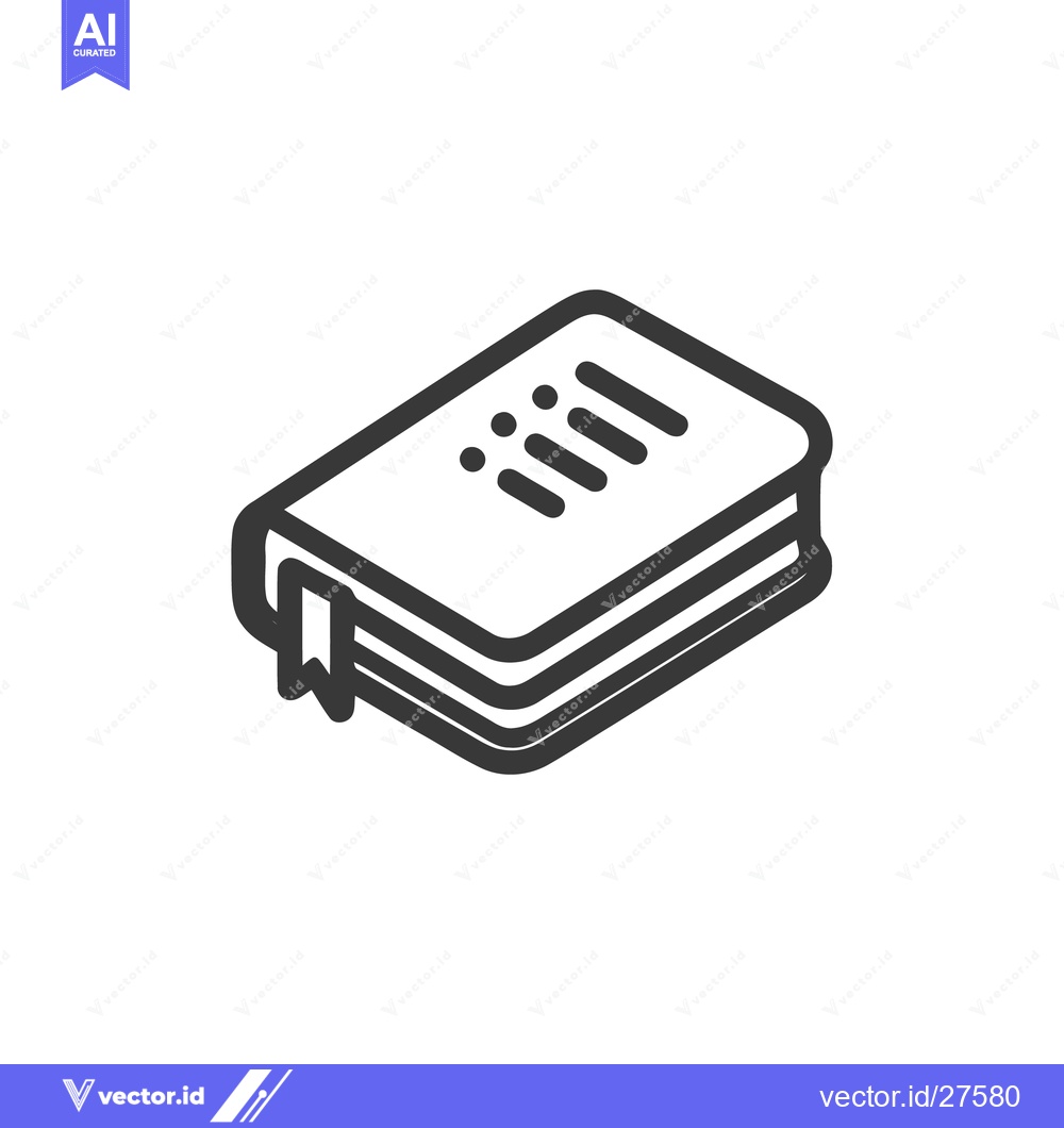 Premium Vector of Isometric Book Icon with Bookmark and Text Lines, Dark Gray on White