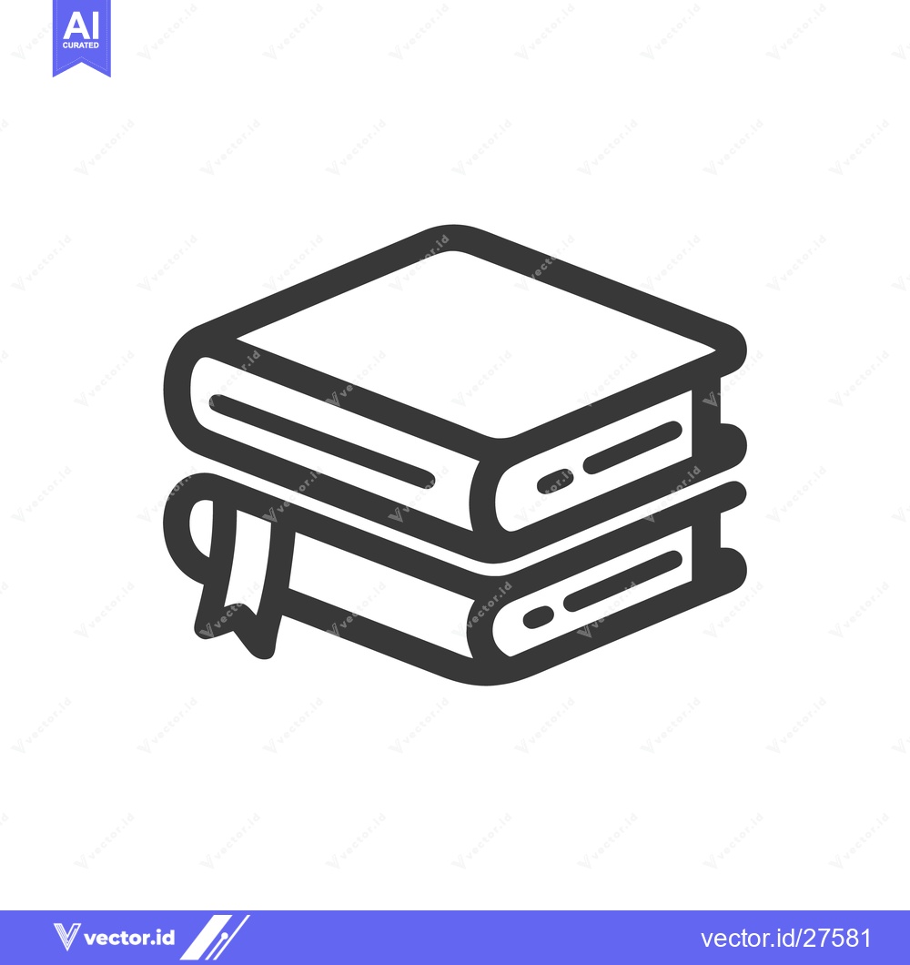 Premium Vector of Stacked Books Icon with Bookmark, Education and Knowledge Symbol, Mini