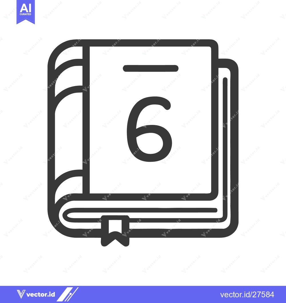 Premium Vector dari Simple, Flat Icon of a Book with Bookmark and Page Number 6