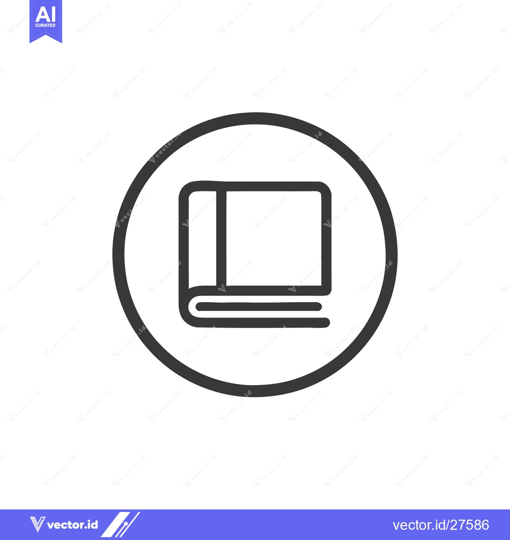 Premium Vector of Minimalist Book Icon: Encircled Linear Graphic Design Element