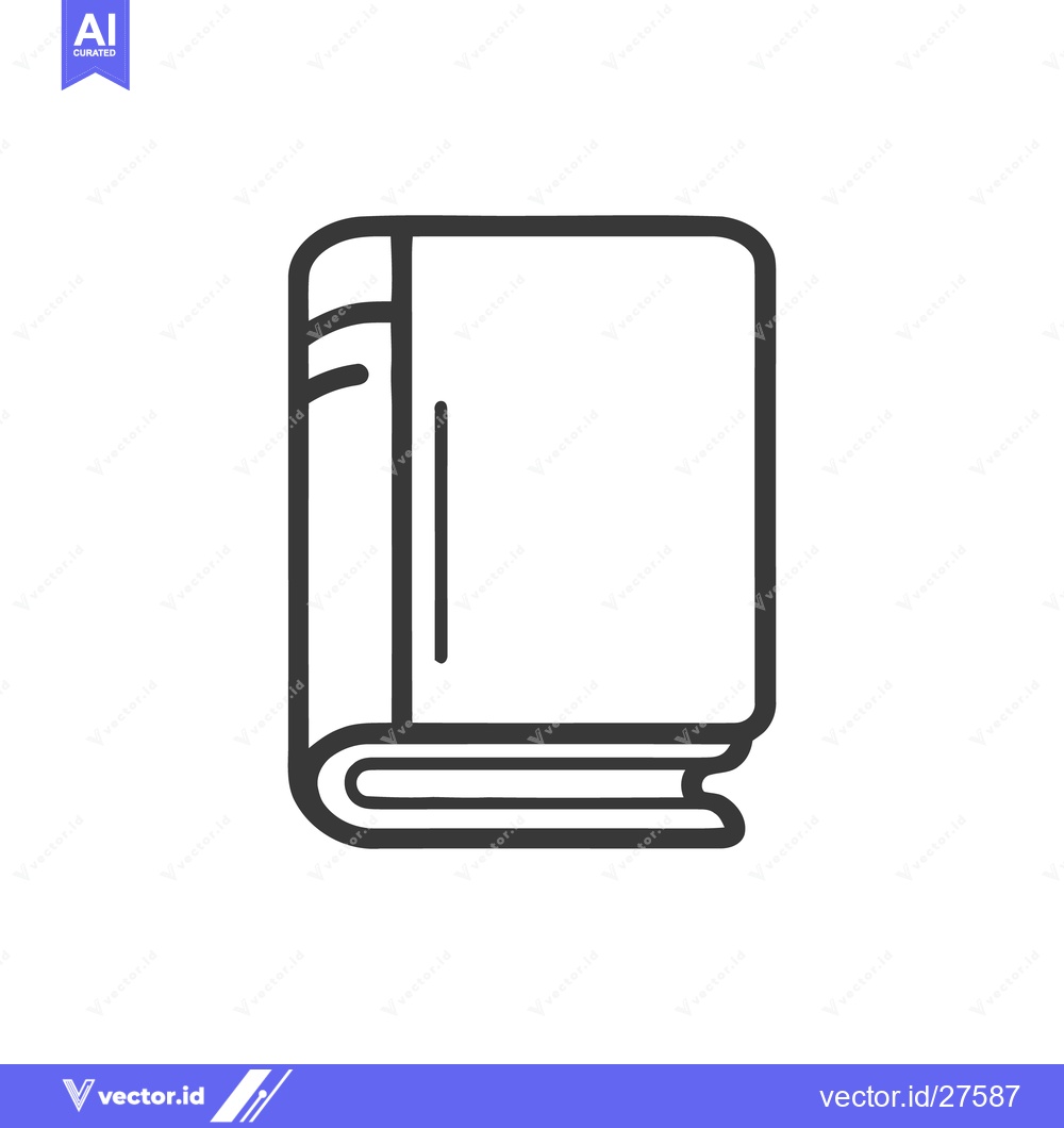 Premium Vector of Simple Book Icon: Minimalist Line Art on White Background.