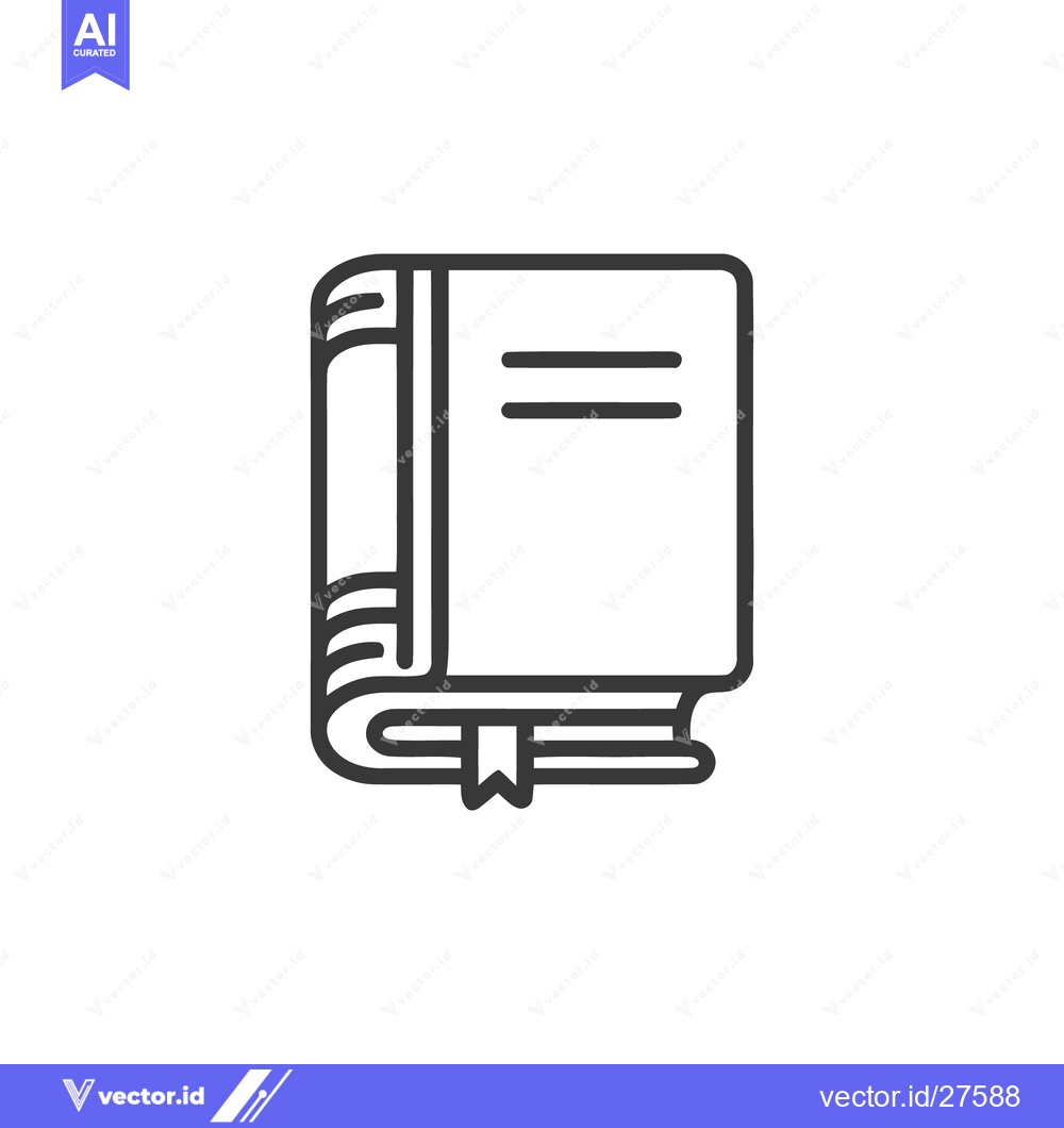 Premium Vector dari Minimalist Book Icon with Bookmark, Spine Detail, and Clean Design