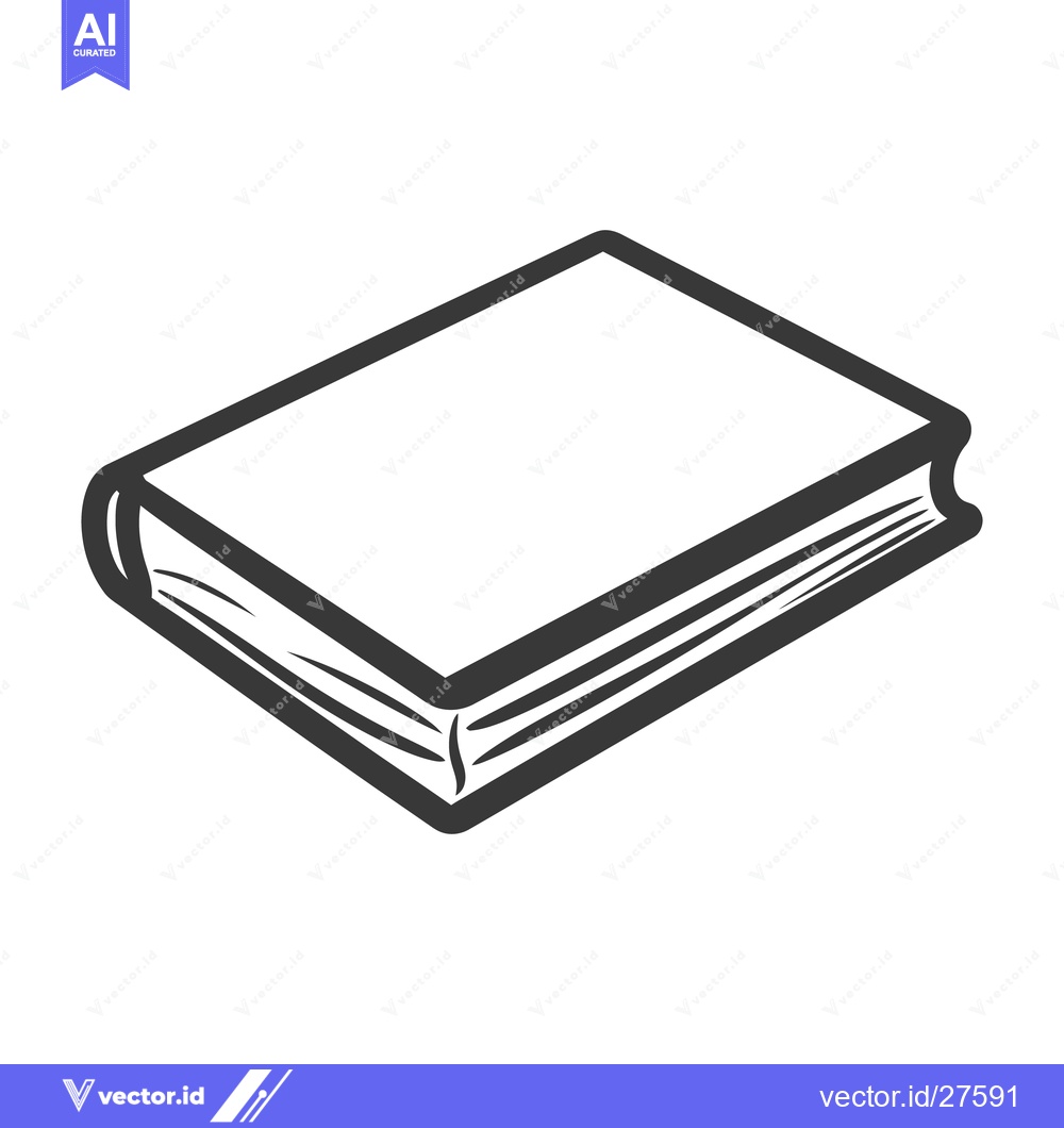 Premium Vector of A monochrome illustration of a closed book with a thick spine