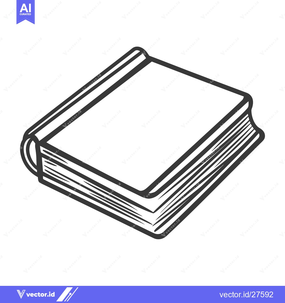 Premium Vector dari An illustrated closed book with lines representing pages and cover