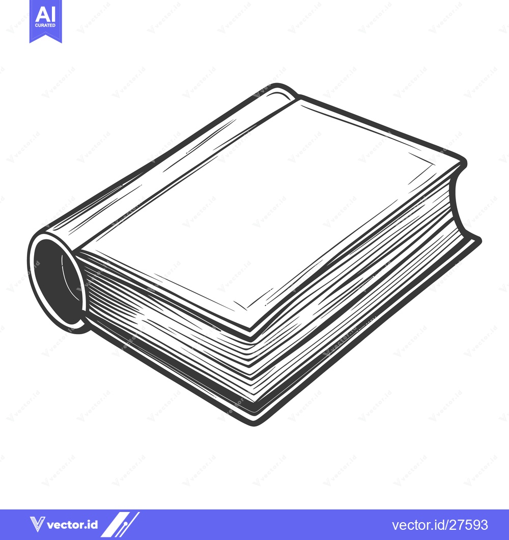 Premium Vector dari A closed book drawn in grayscale perspective shows details