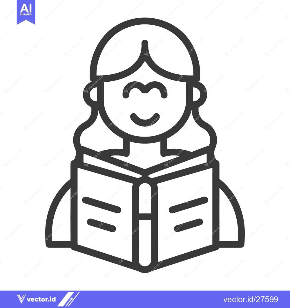 Premium Vector of A person is smiling while reading an open book intently