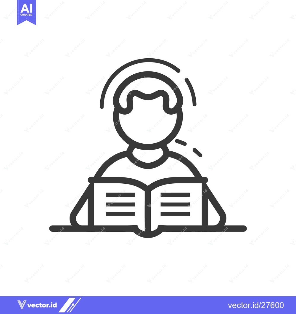 Premium Vector dari A simple linear icon depicting a person reading a book