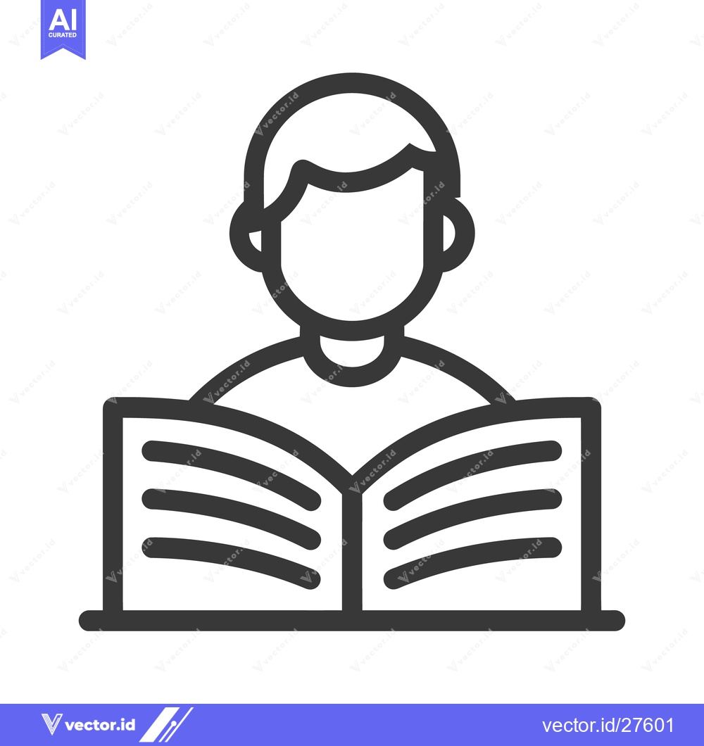 Premium Vector dari A person is reading a book in a simple minimalistic style