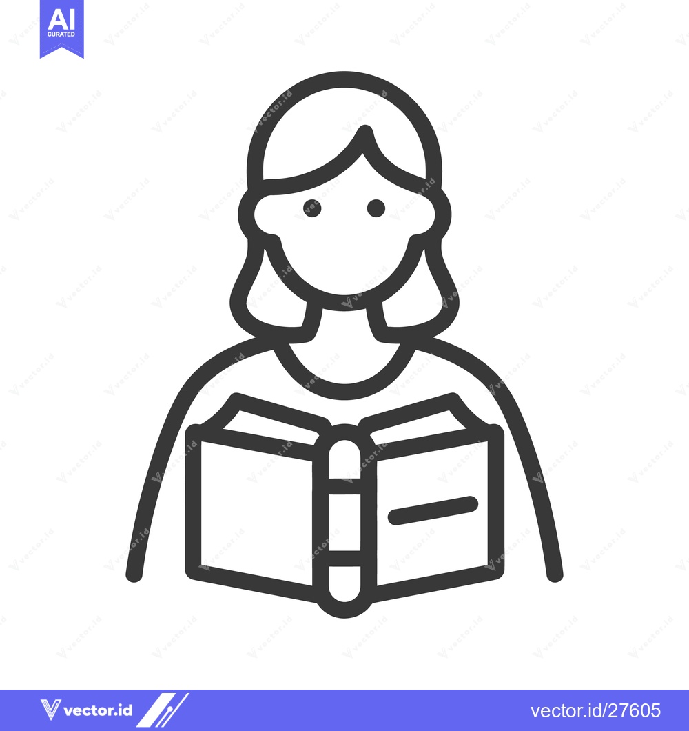 Premium Vector dari A person is depicted reading an open book attentively