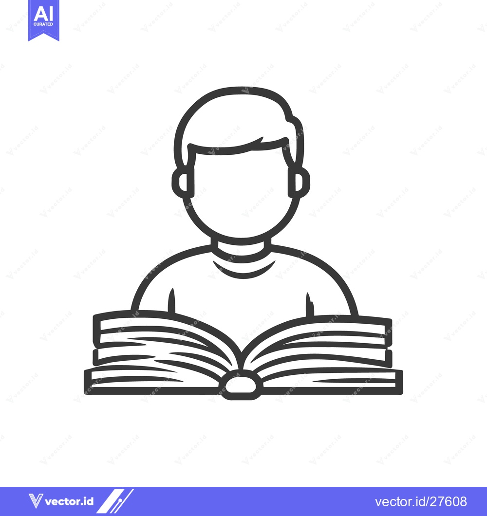 Premium Vector dari Simple outline of a person reading an open book