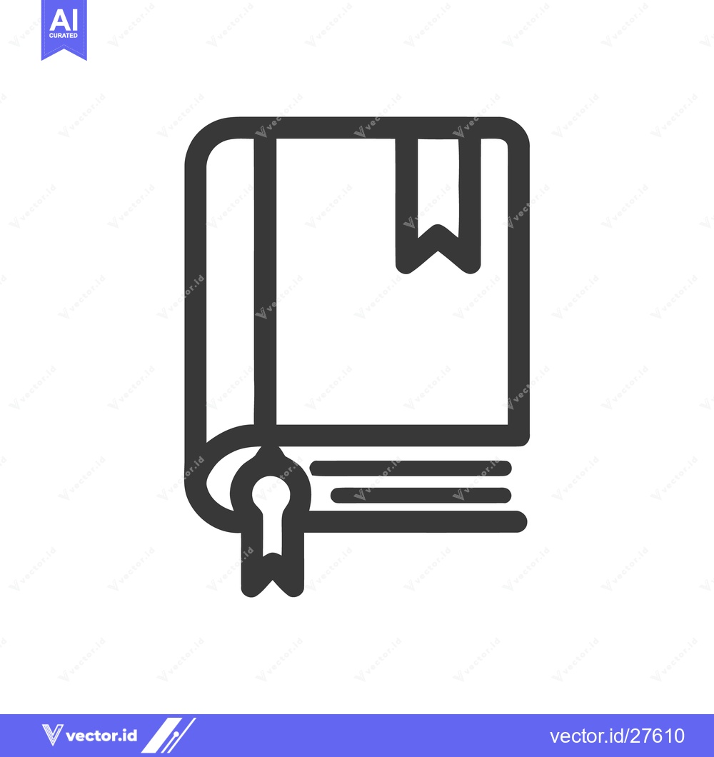 Premium Vector dari Simple Book Icon with Bookmark, Minimalist Design on White Background.