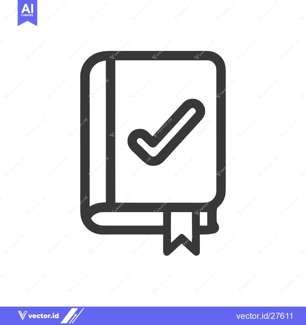Premium Vector dari Simple, Modern Book Icon with Checkmark