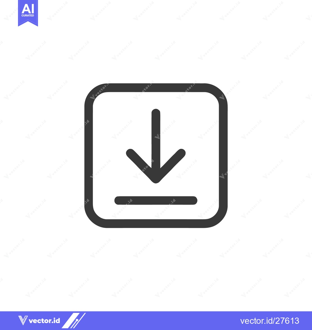Premium Vector dari Download Icon: Simple, Modern Design with Arrow and Line in Square Fra