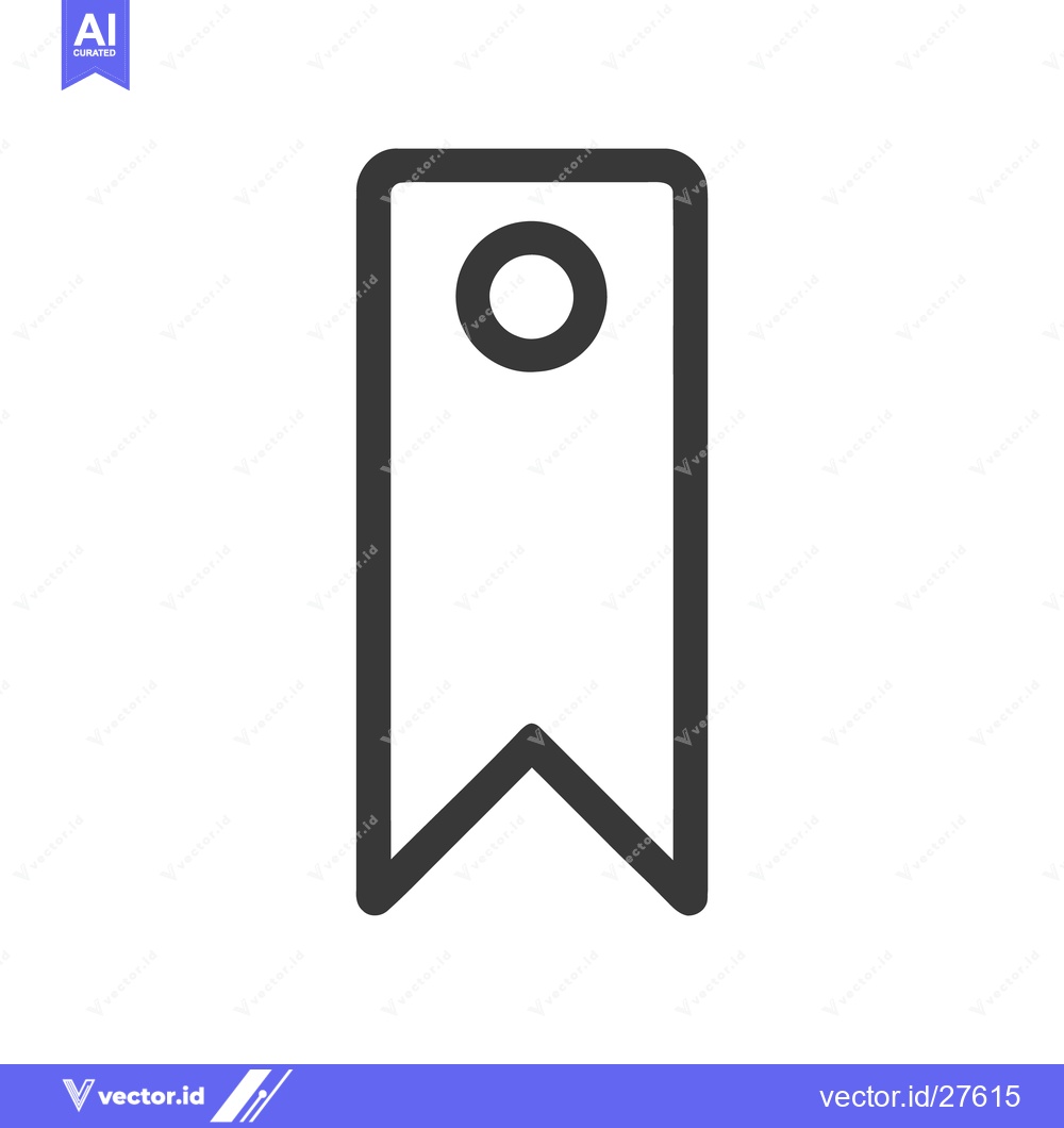 Premium Vector dari Minimalist Bookmark Icon: Simple Dark Gray Ribbon Design on White Back