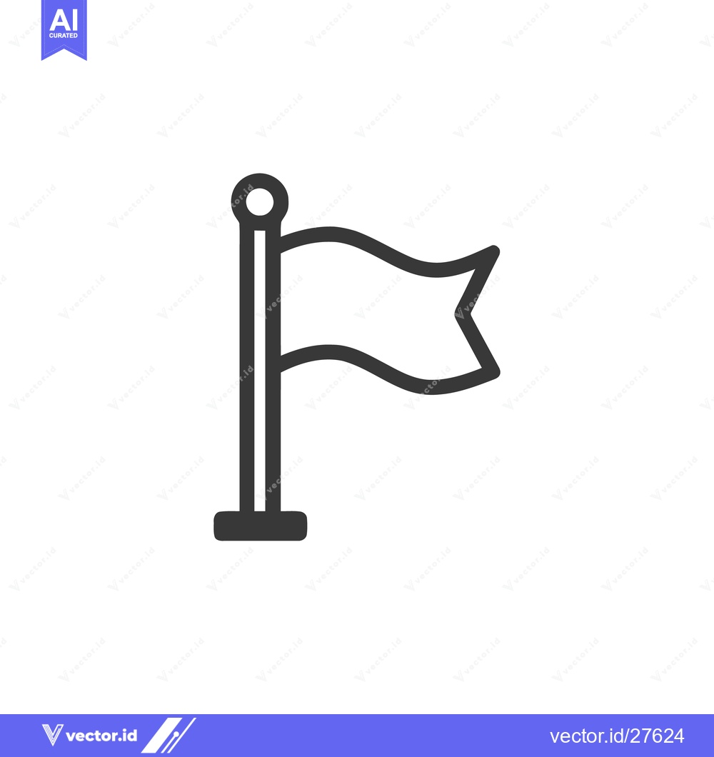 Premium Vector of Simple Flag Icon: Minimalist Design on White Background, Vector Illust