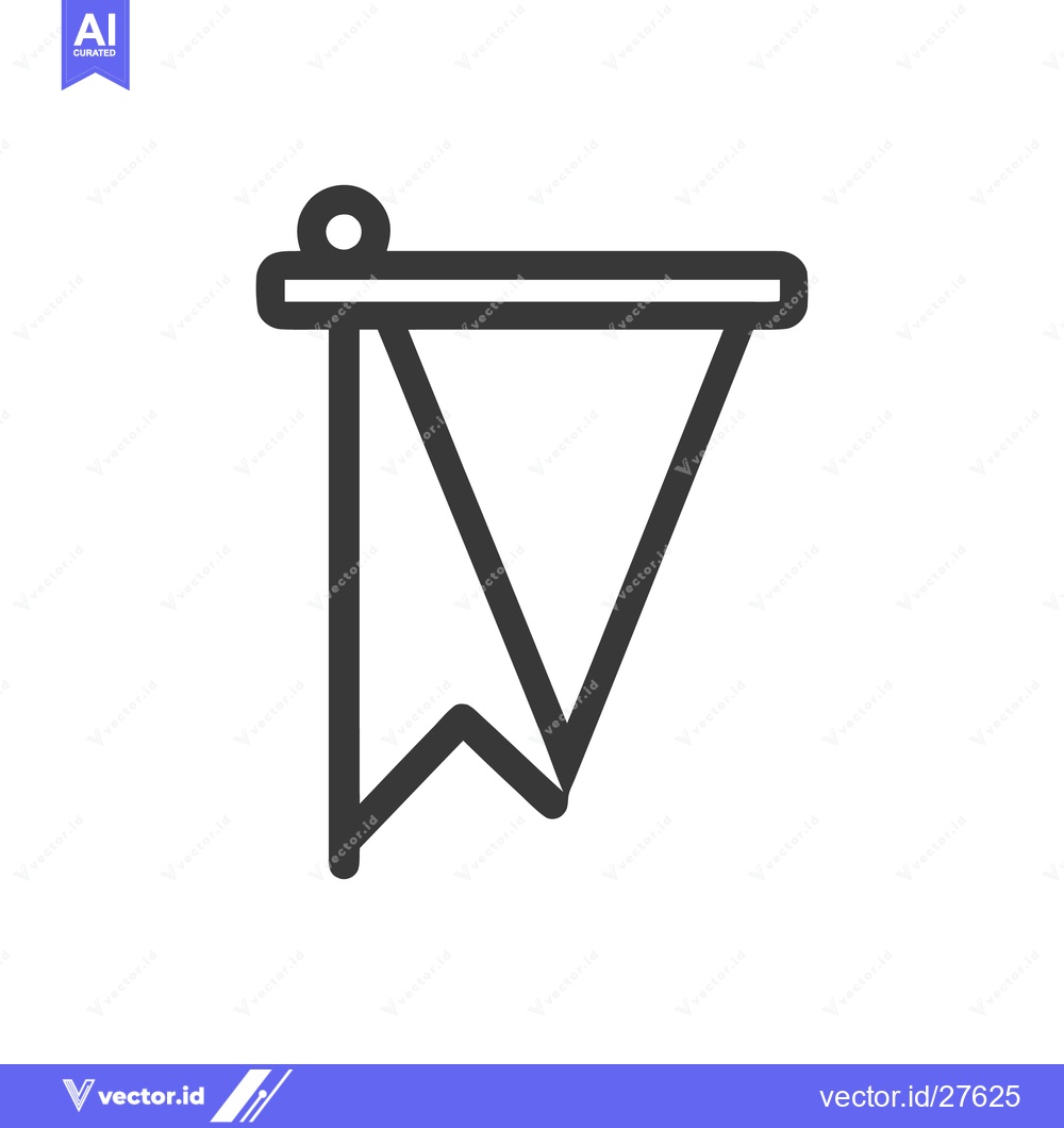 Premium Vector of Pennant Icon: Simple, Bold Outline of a Triangular Flag with a Circula
