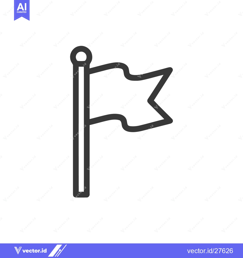 Premium Vector dari Simple Flag Icon with Pole and Pennant, Vector Illustration