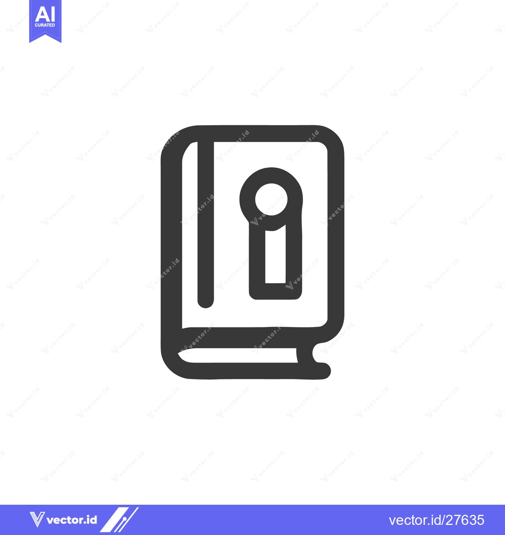 Premium Vector dari Minimalist Book Icon with Keyhole Design, Dark Gray Outline on White