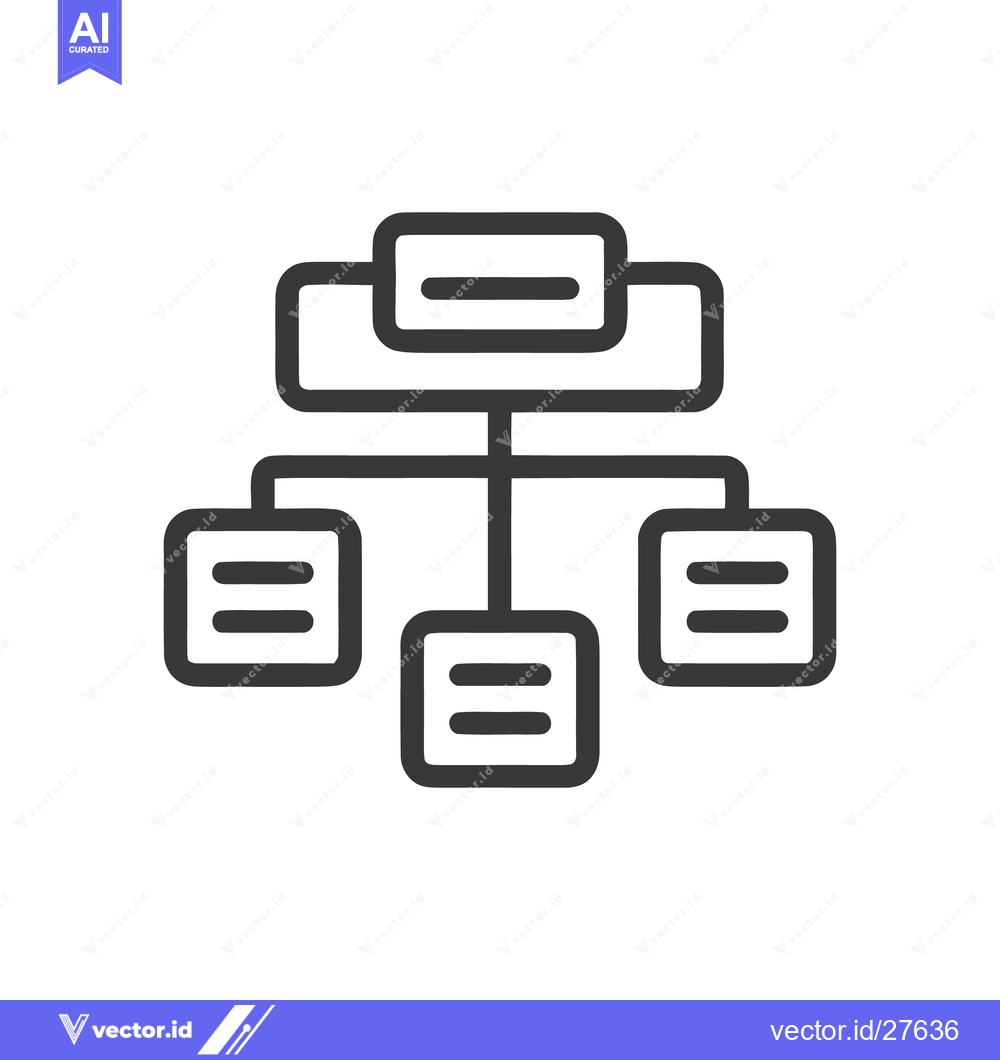 Premium Vector of Simple Hierarchy Chart Icon with Rounded Rectangles and Lines on White