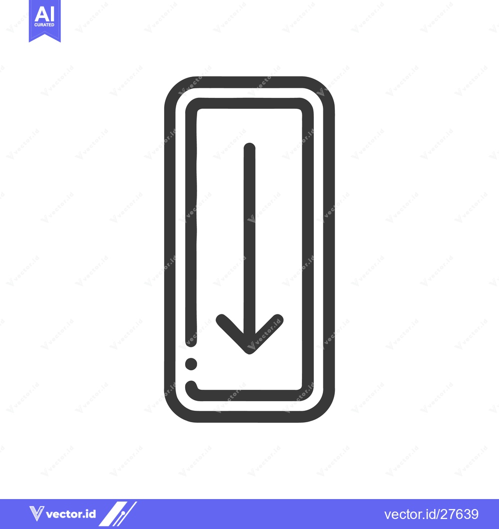 Premium Vector dari Minimalist Down Arrow Icon in Rounded Rectangle Frame, Graphic Design