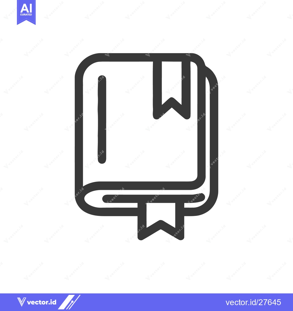 Premium Vector dari Minimalist Book Icon with Bookmark, Rounded Corners, Clean Design
