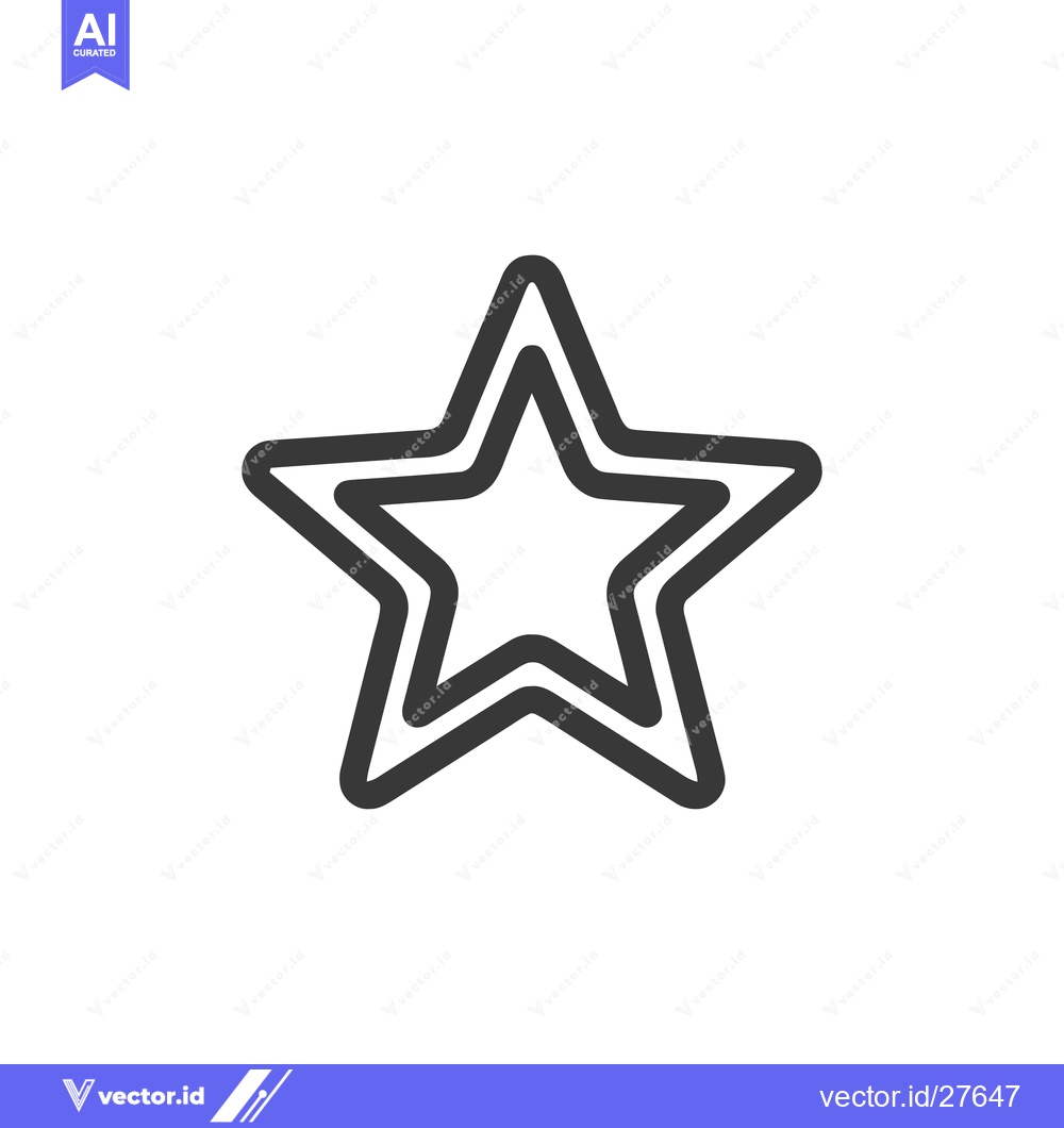 Premium Vector dari Double Outlined Star Icon, Simple Geometric Shape on White Background