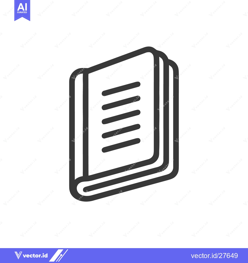 Premium Vector of Minimalist Book Icon: Dark Outline on White Background, Education Symb