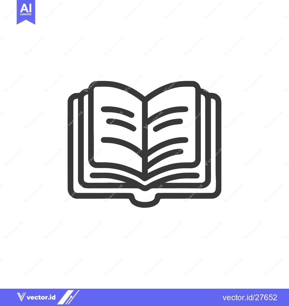 Premium Vector dari Open Book Icon: Minimalist Line Art Graphic Design Element