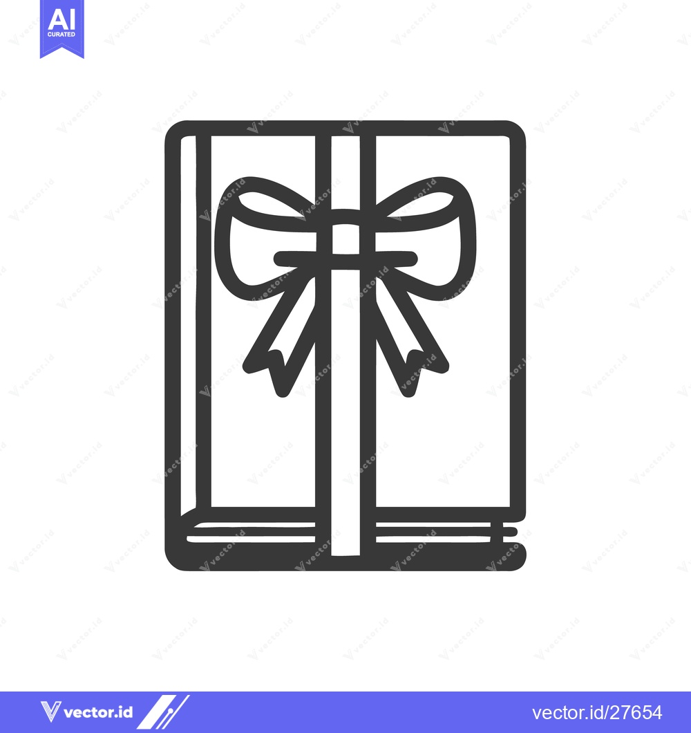 Premium Vector of Book with Ribbon Icon: Elegant Gift of Knowledge Symbol