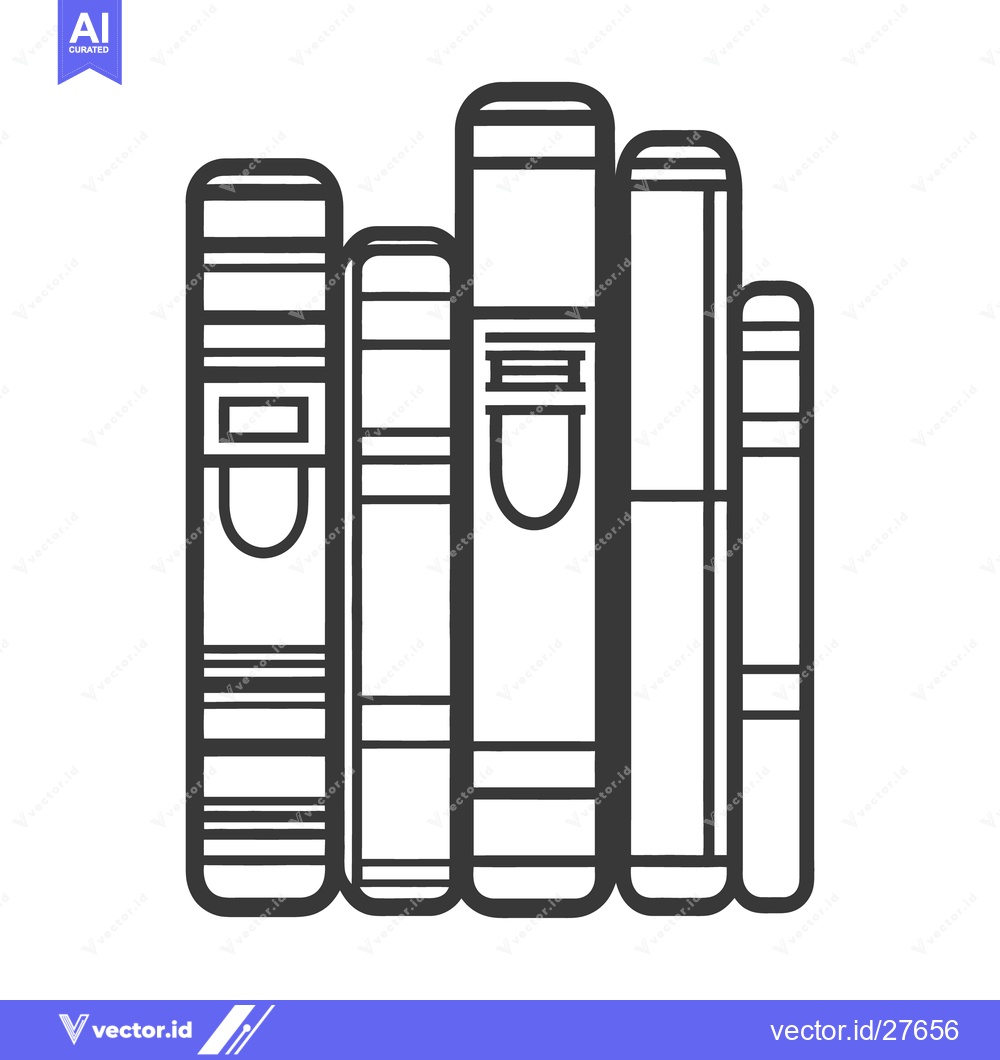 Premium Vector dari Several books stacked closely together in a simple line arrangement
