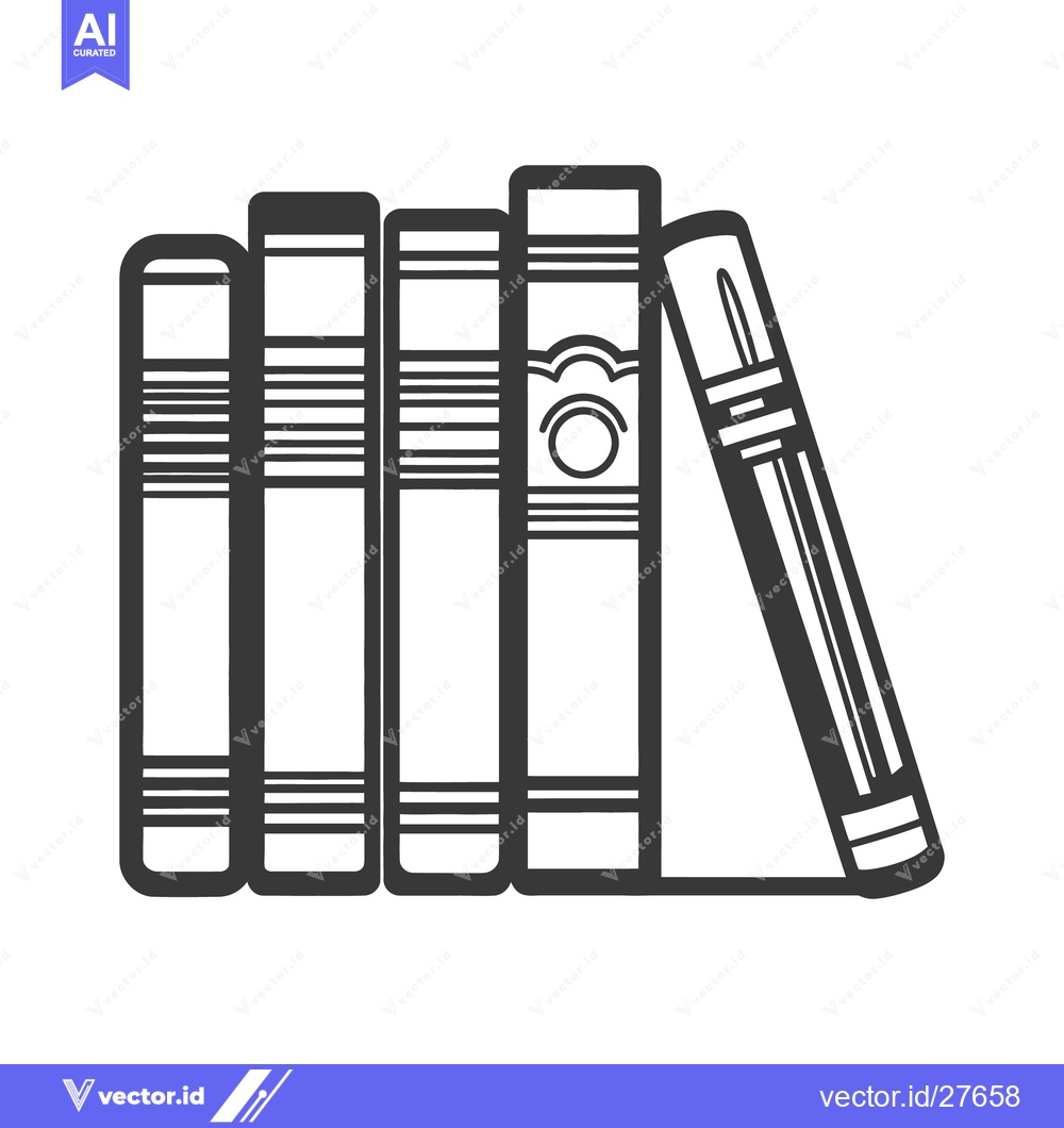 Premium Vector dari Five books standing upright and leaning slightly to the side