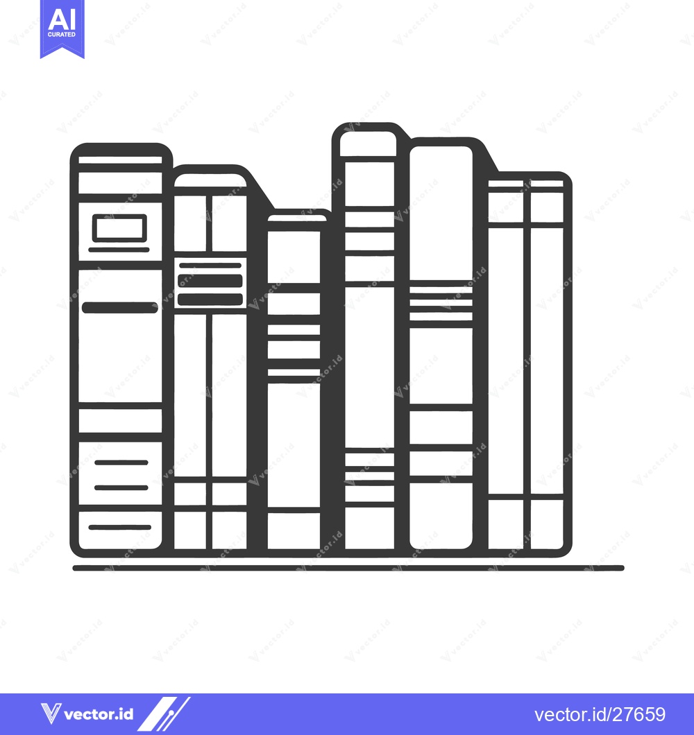 Premium Vector of A collection of books standing together in a simple line