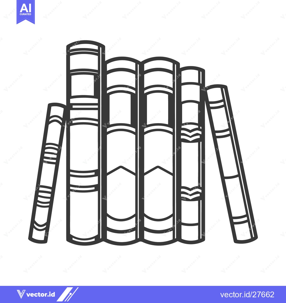 Premium Vector of A black and white illustration of a stack of books