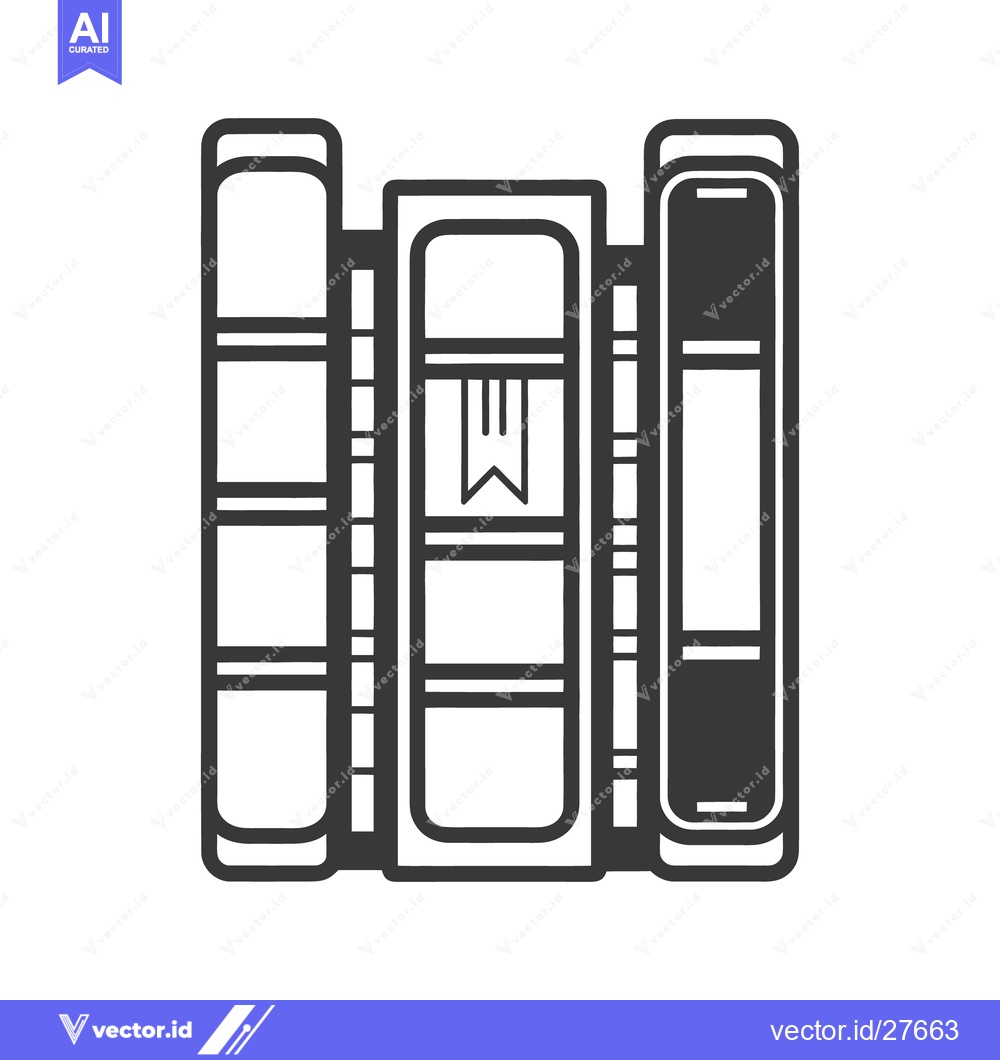 Premium Vector of Three Books Are Standing Vertically Together On A Shelf