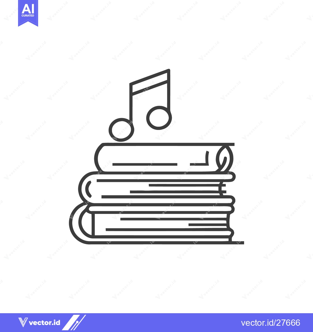 Premium Vector dari Stack of Books with Music Note Icon, Education and Arts Concept