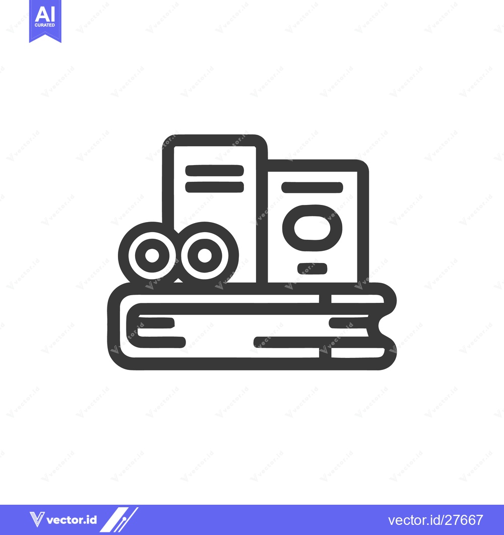 Premium Vector of Stacked Books and Scrolls: Minimalist Icon for Education and Knowledge